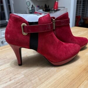 NEW Red Suede Ankle Boots